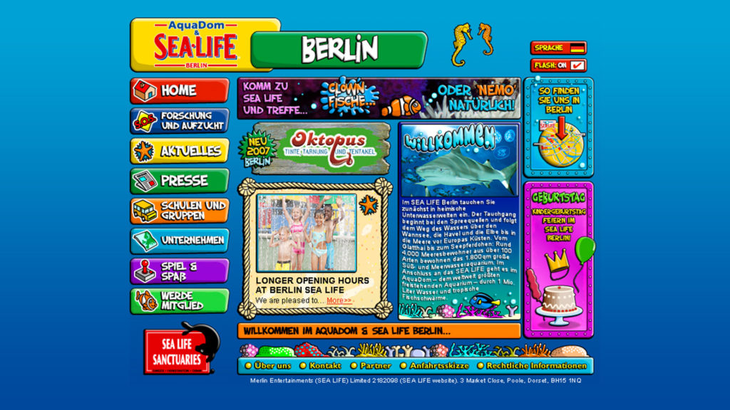 The Sea Life Berlin microsite homepage, in German