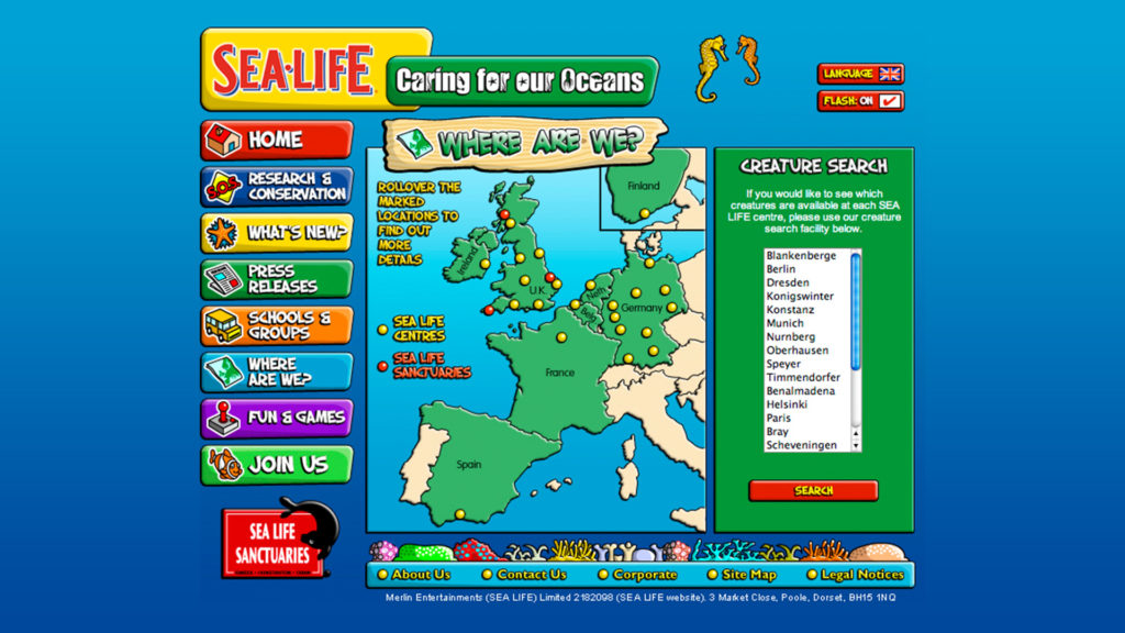 The 'Where Are We' page showing all locations