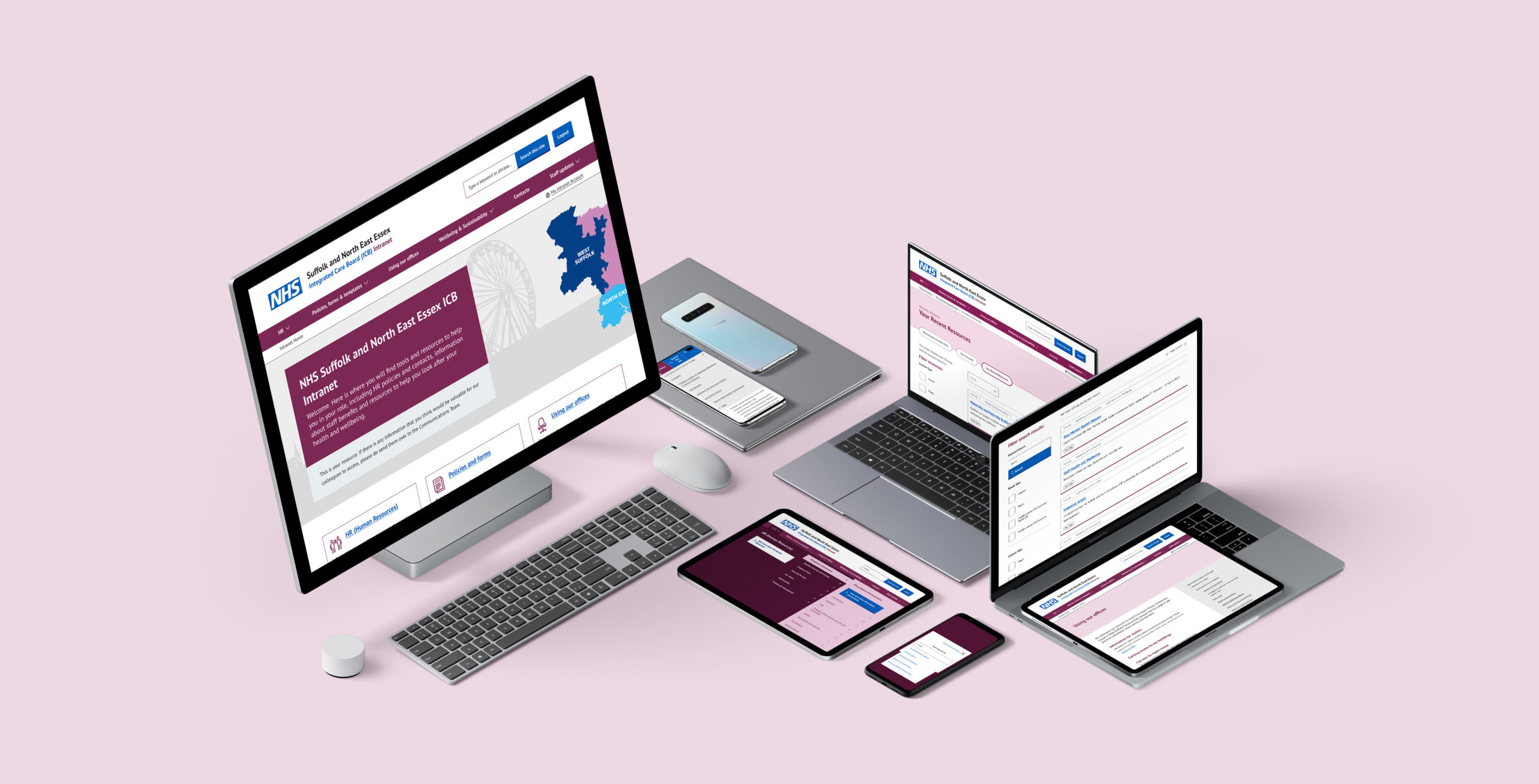 multiple devices showing NHS intranet